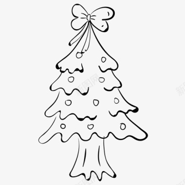 圣诞树冷杉装饰新年树图标