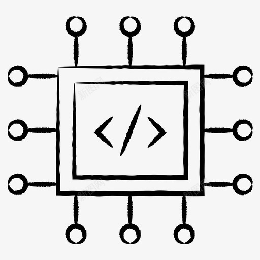 处理器电路代码svg_新图网 https://ixintu.com 处理器 电路 代码 集成电路 芯片 编程 运球