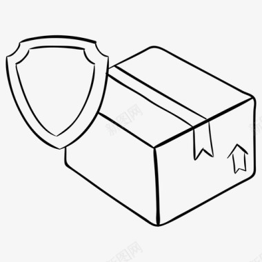 安全包裹纸箱保护包装盒图标
