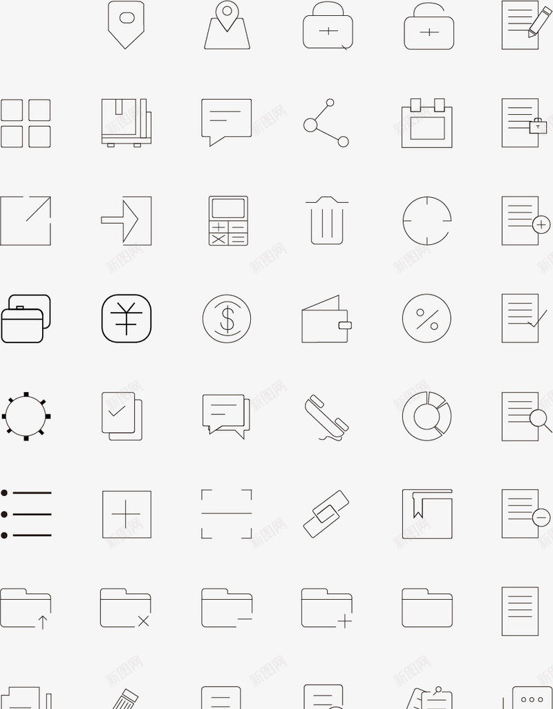 黑白线条icon图标png_新图网 https://ixintu.com 黑白 线条 图标