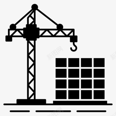 建筑施工工业起重机工业机械图标