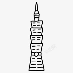 地标icon台北101素描摩天大楼高清图片