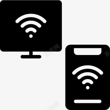 电脑pc和智能手机wifi热点互联网图标