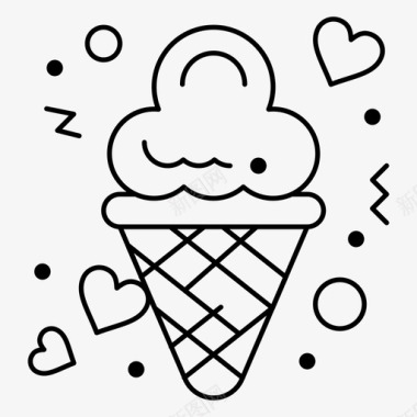 日期冰淇淋蛋卷爱情图标