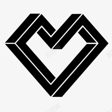 不可能的心埃舍尔的心几何的心图标