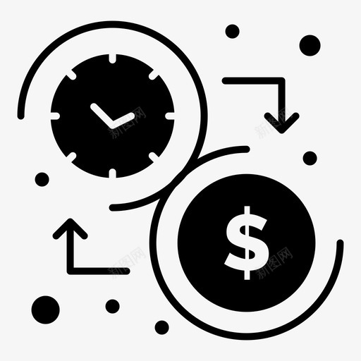 预算美元金钱svg_新图网 https://ixintu.com 预算 美元 金钱 时间 时间上 上下 时间管理 实心 字形