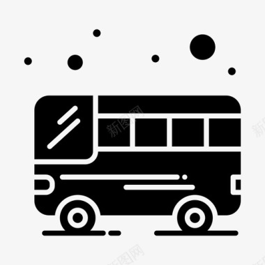 公共汽车公共标志实心雕文图标