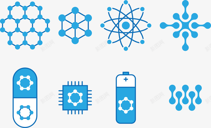 物科学纳米技术蓝色图标png_新图网 https://ixintu.com 科学 纳米技术 蓝色 图标