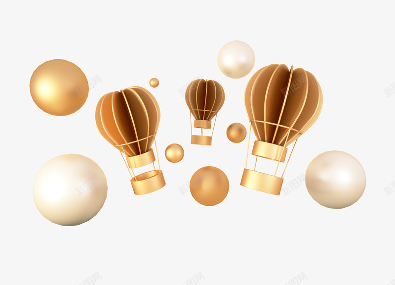 金属球金色热气球png免抠素材_新图网 https://ixintu.com 金色热气球 几何 金色球体 立体 简约 金属球 热气球 漂浮