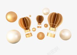 金属球金色热气球素材