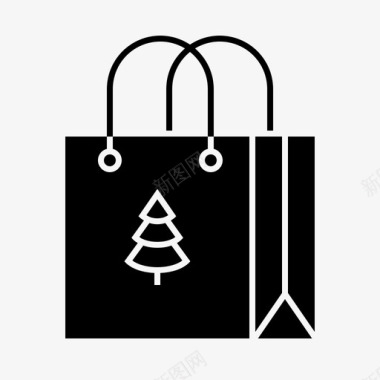 圣诞购物购物袋大减价图标