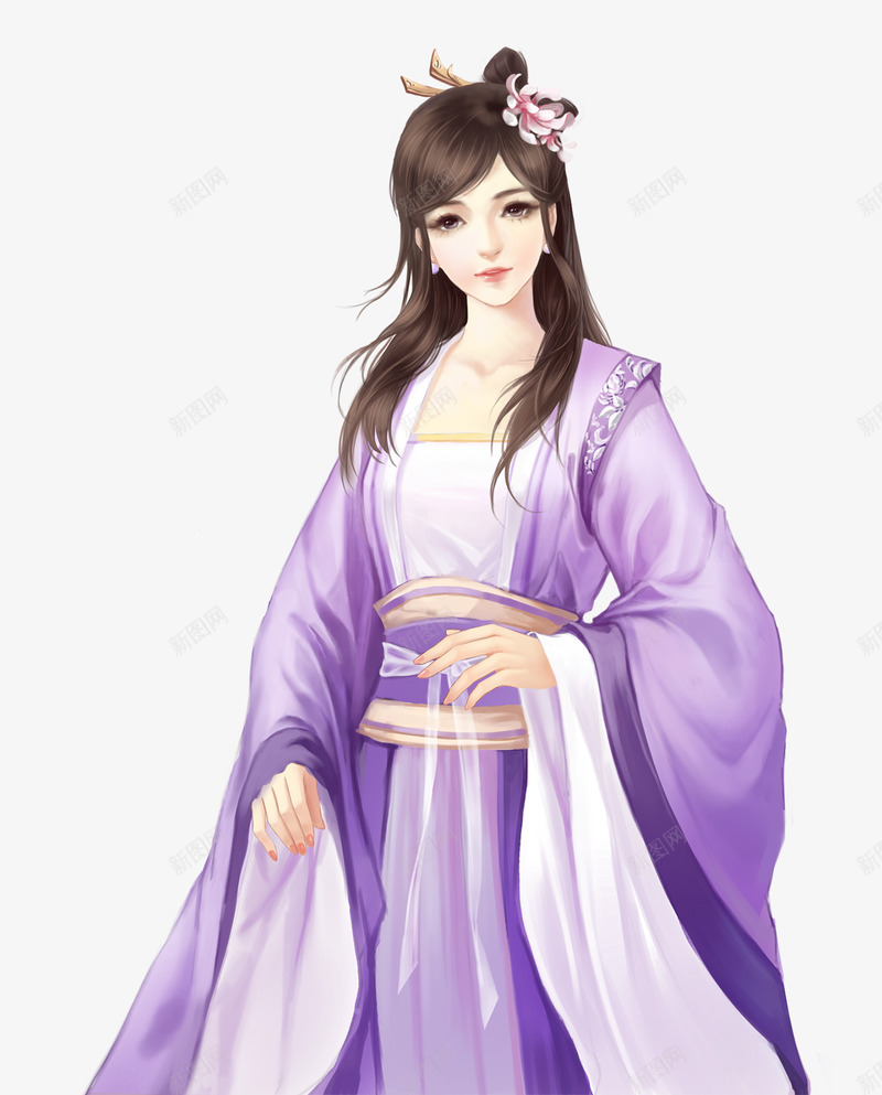 紫衣少女l2png免抠素材_新图网 https://ixintu.com 紫衣 少女