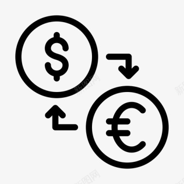 美元兑换欧元货币转账图标