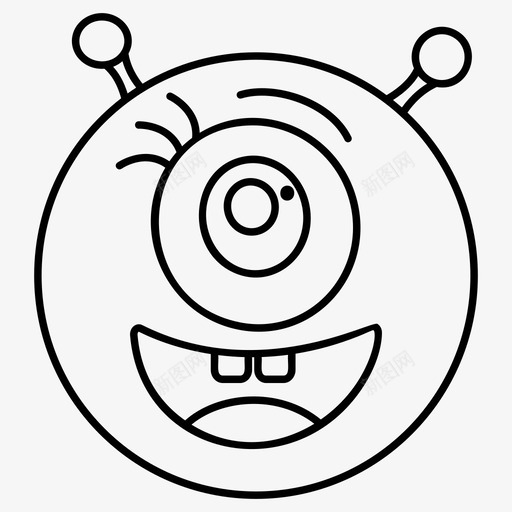 独眼巨人卡通生物svg_新图网 https://ixintu.com 怪物 独眼 巨人 卡通 生物 脸集 合线 向量 图标