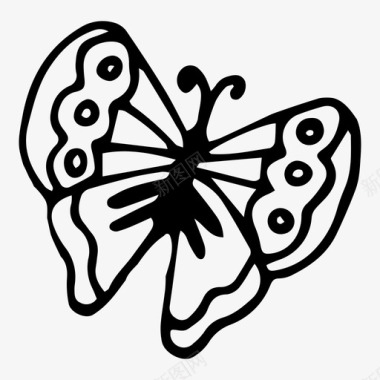 蝴蝶手绘昆虫图标