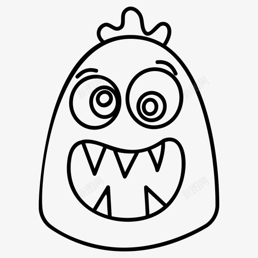 愤怒的怪物卡通角色svg_新图网 https://ixintu.com 怪物 愤怒 卡通 角色 生物 脸集 合线 向量 图标