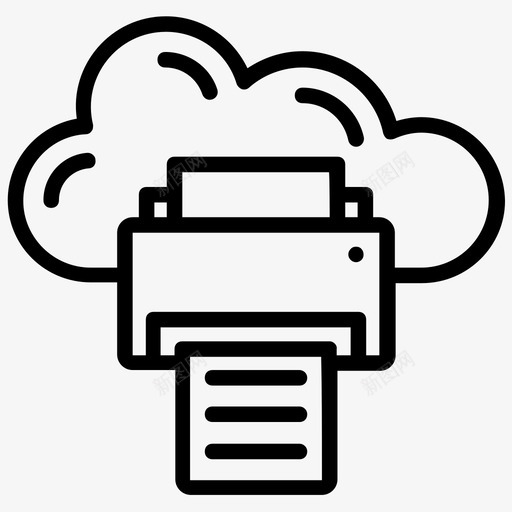 云打印机办公设备输出设备svg_新图网 https://ixintu.com 打印机 办公设备 输出 设备 复印机 印刷机 云计算 轮廓 向量 图标