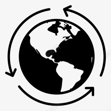 全球回收地球回收能量循环图标