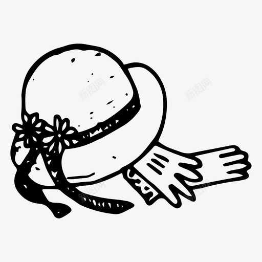 帽子和手套手绘衣柜svg_新图网 https://ixintu.com 帽子 手套 手绘 衣柜 女士