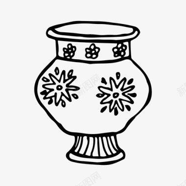 花瓶双耳瓶手绘图标