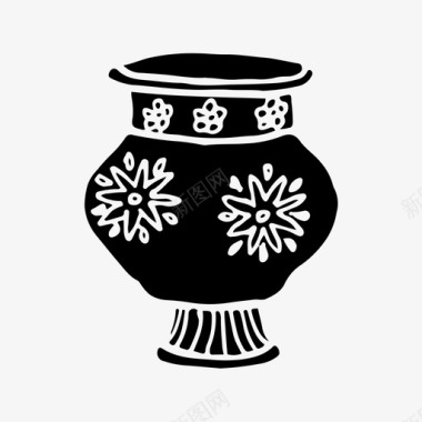 花瓶双耳瓶手绘图标