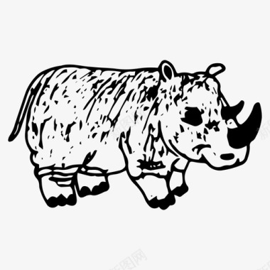 犀牛动物手绘图标