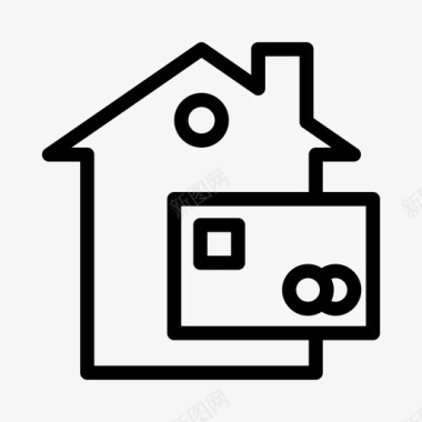 支付卡房屋建筑房地产图标