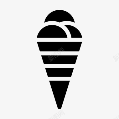 冰淇淋筒甜点巧克力和甜点线字形图标