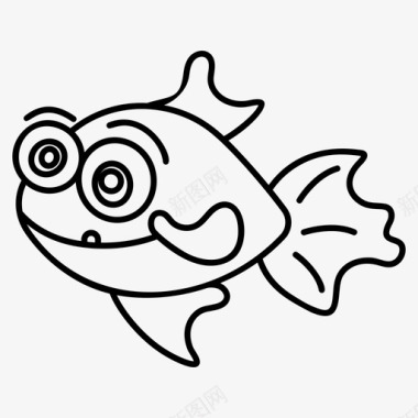 微笑的鱼水生动物海鲜图标