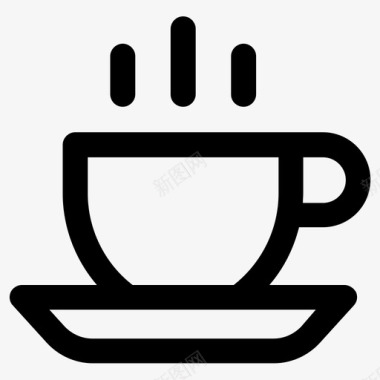 碟子和杯子热咖啡热饮料图标