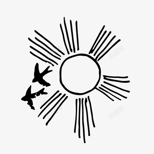 太阳和燕子飞行自然svg_新图网 https://ixintu.com 太阳 燕子 飞行 自然 天空 手绘