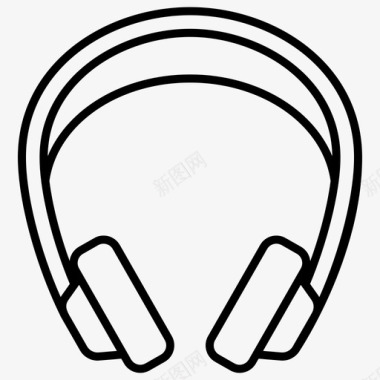 耳机耳塞电子产品和电器的线向量图标图标