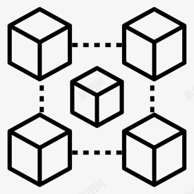 区块链3d技术比特币连接图标