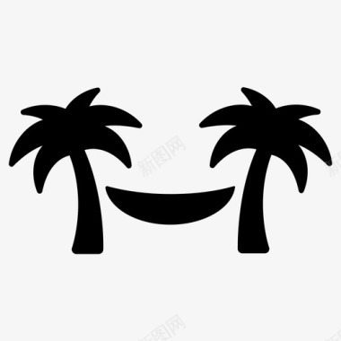 吊床海滩椰树图标