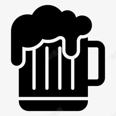 啤酒杯啤酒品脱食品和饮料集字形向量图标图标
