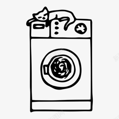 洗衣机猫清洁图标