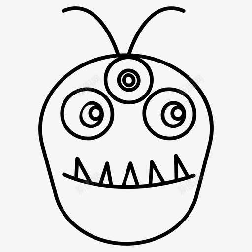 怪物脸角色生物svg_新图网 https://ixintu.com 怪物 角色 生物 一组 脸线 向量 图标