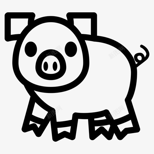 猪动物家养svg_新图网 https://ixintu.com 动物 家养 农场 宠物 小猪
