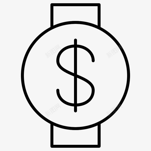 智能手表美元计算机svg_新图网 https://ixintu.com 智能 手表 美元 计算机 设备 电子设备 细线