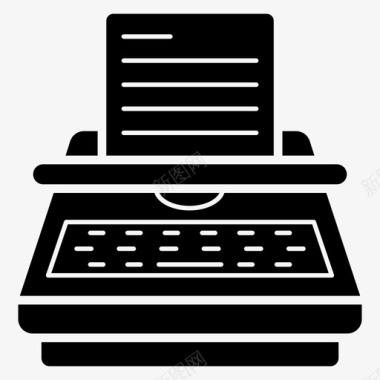 打字机内容书写机办公材料图标