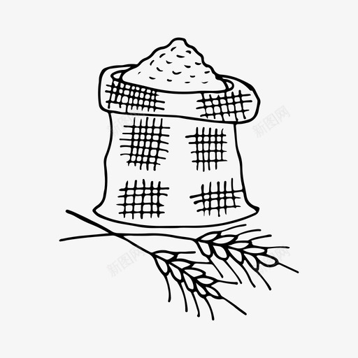 面粉袋手绘收获svg_新图网 https://ixintu.com 面粉 手绘 收获 小麦