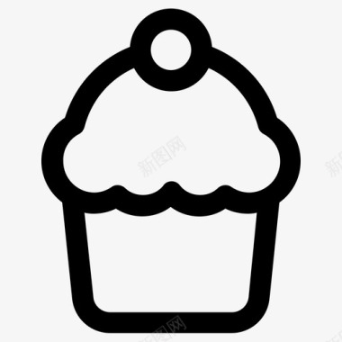 纸杯蛋糕樱桃奶油蛋糕图标