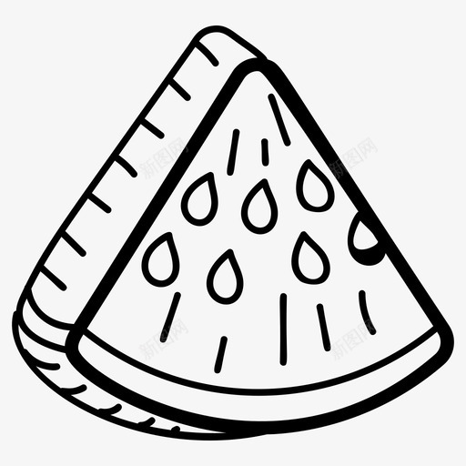 熟西瓜片食物和饮料手绘图标svg_新图网 https://ixintu.com 熟西 瓜片 食物 饮料 手绘 图标