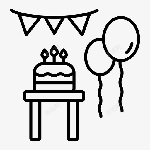 生日派对气球蛋糕svg_新图网 https://ixintu.com 派对 生日 气球 蛋糕 欢迎 家人