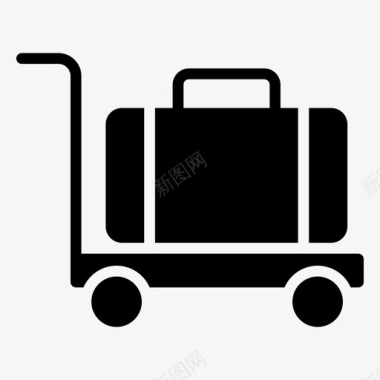 行李车手推车购物和商业字形矢量图标集图标