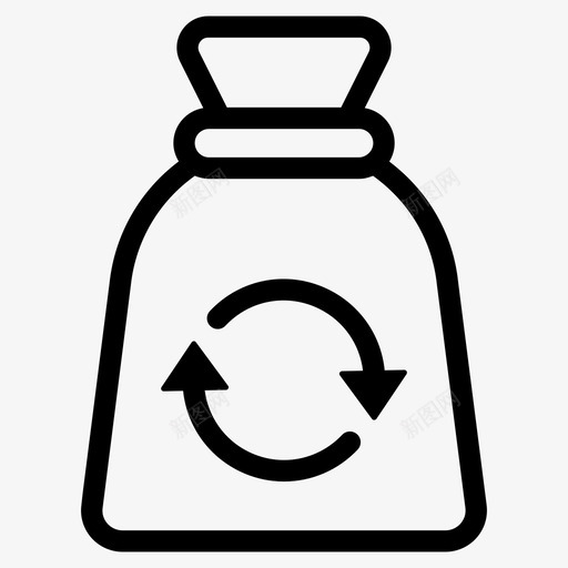 回收袋垃圾袋废物管理svg_新图网 https://ixintu.com 回收 图标 垃圾袋 废物 废物利用 收集 生态 管理 线图