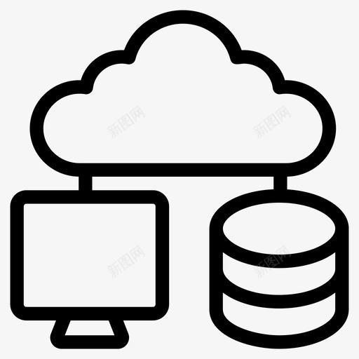 云存储云计算云数据共享svg_新图网 https://ixintu.com 存储 数据 云计算 共享 托管 技术 科学技术 线图 图标 集合