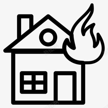 房屋火灾意外火灾保险图标