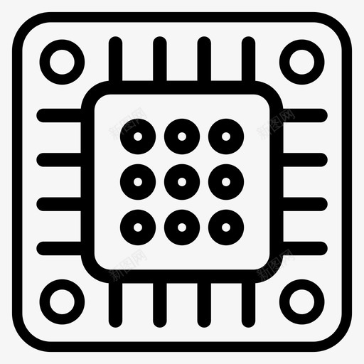 微芯片数字卡存储芯片svg_新图网 https://ixintu.com 芯片 数字卡 存储 微处理器 存储设备 数据 科学技术 线图 图标 集合