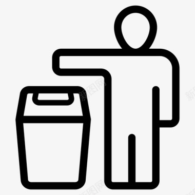 垃圾桶回收站生态和回收线图标收集图标